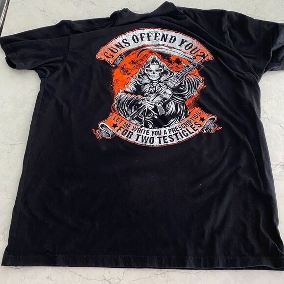 Grim Reaper Guns Offend You Next Level Apparel T-Shirt Men XL Black Graphics - Picture 1 of 9